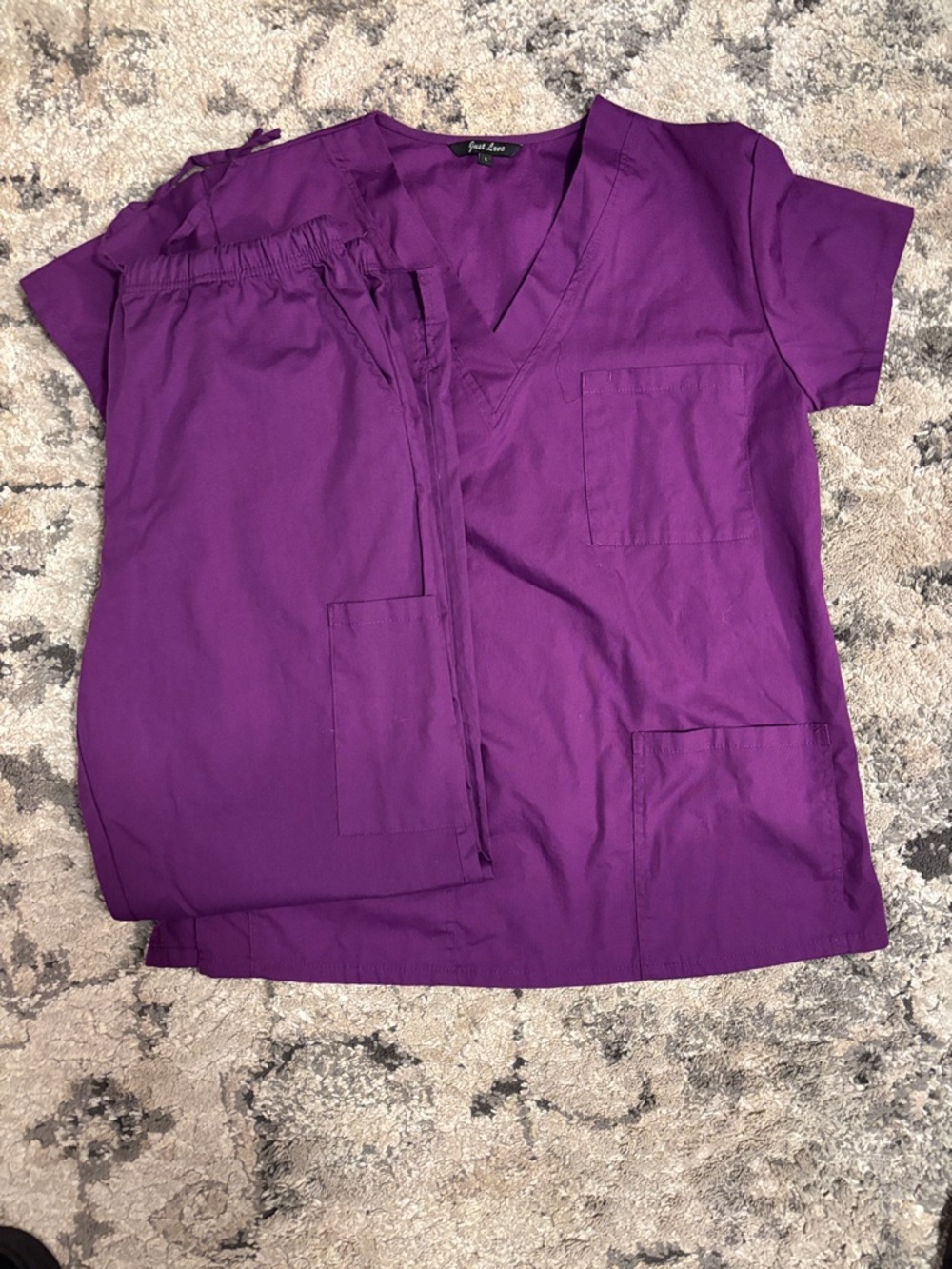 Just Love V-Neck Scrub Set in Deep Purple